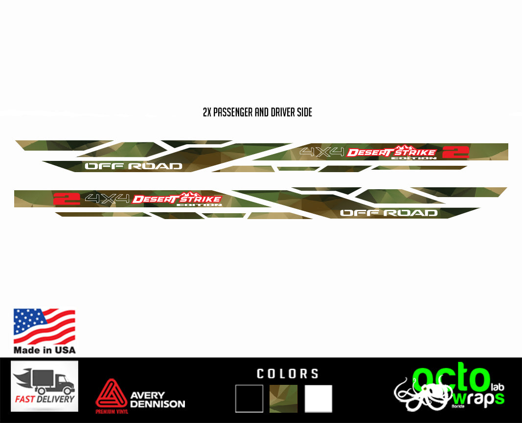 Hummer H2 4X4 Desert Strike edition rocker stripes decal stickers ...