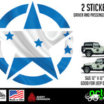 Jeep Waving FLAG Stars 2X doors decal stickers