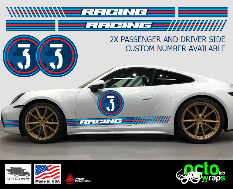 Martini Racing - for all PORSCHE 911 Models - Side Stripes