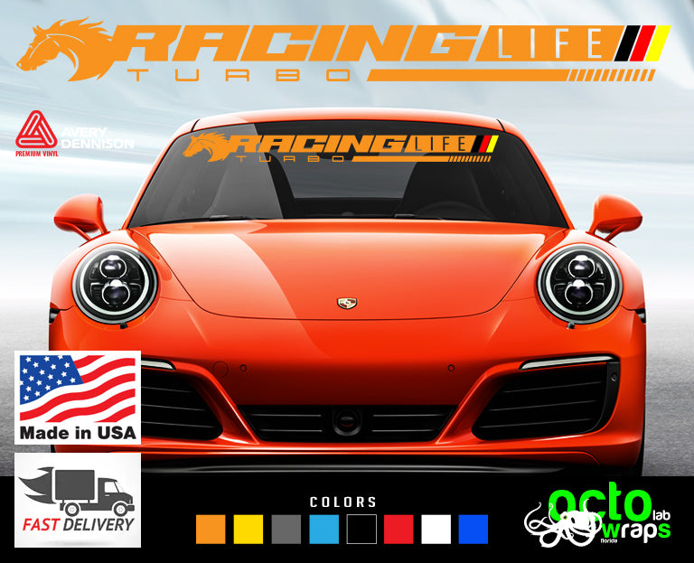 Porsche 911 carrera RACING LIFE windshield decal sticker – Octo Lab Stickers