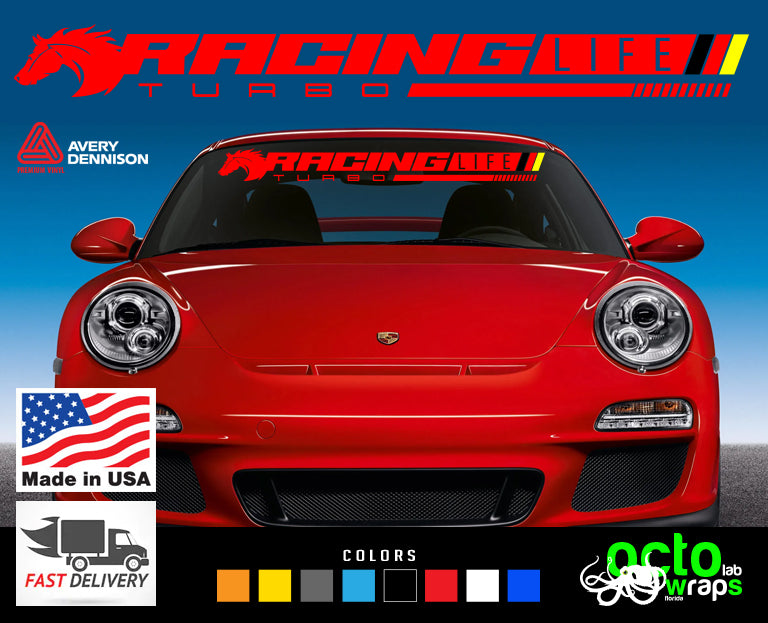 Porsche 911 carrera RACING LIFE windshield decal sticker – Octo