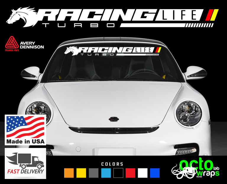 Porsche 911 carrera RACING LIFE windshield decal sticker – Octo